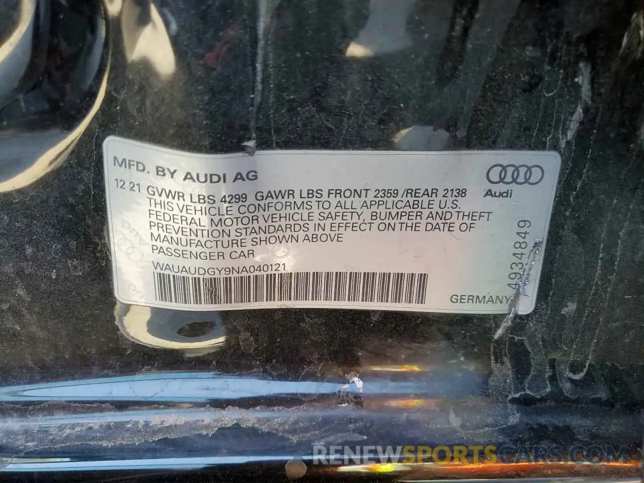 12 fotografías del automóvil dañado WAUAUDGY9NA040121 AUDI A3 2022