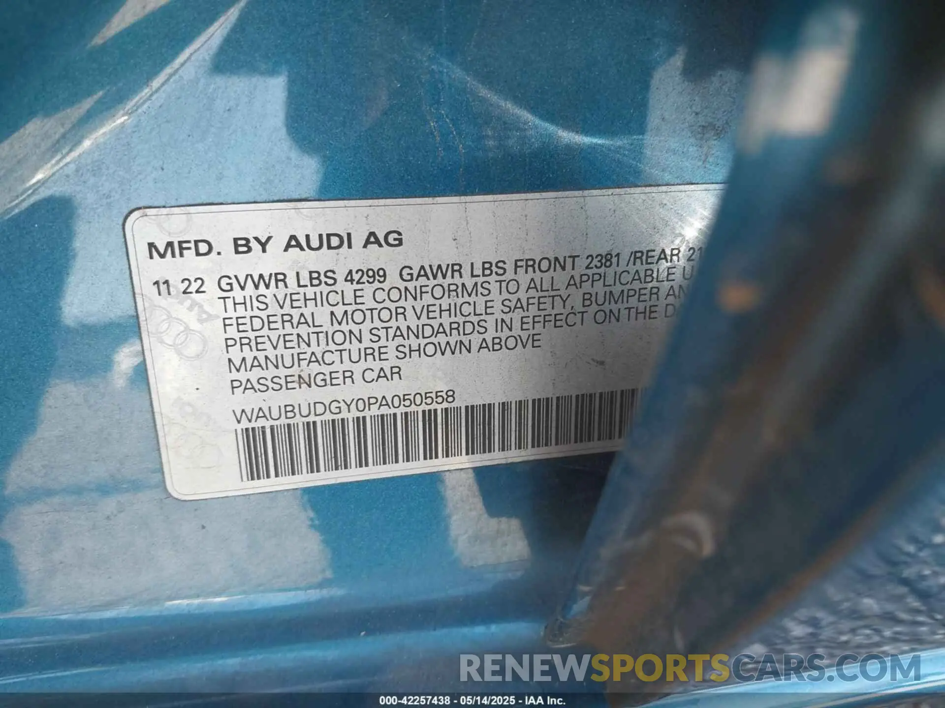 9 fotografías del automóvil dañado WAUBUDGY0PA050558 AUDI A3 2023