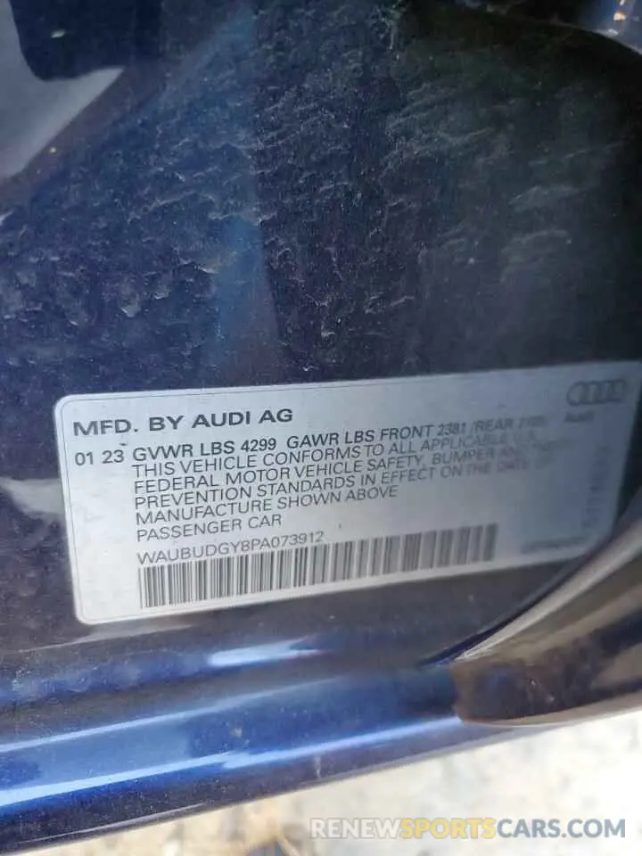 12 fotografías del automóvil dañado WAUBUDGY8PA073912 AUDI A3 2023