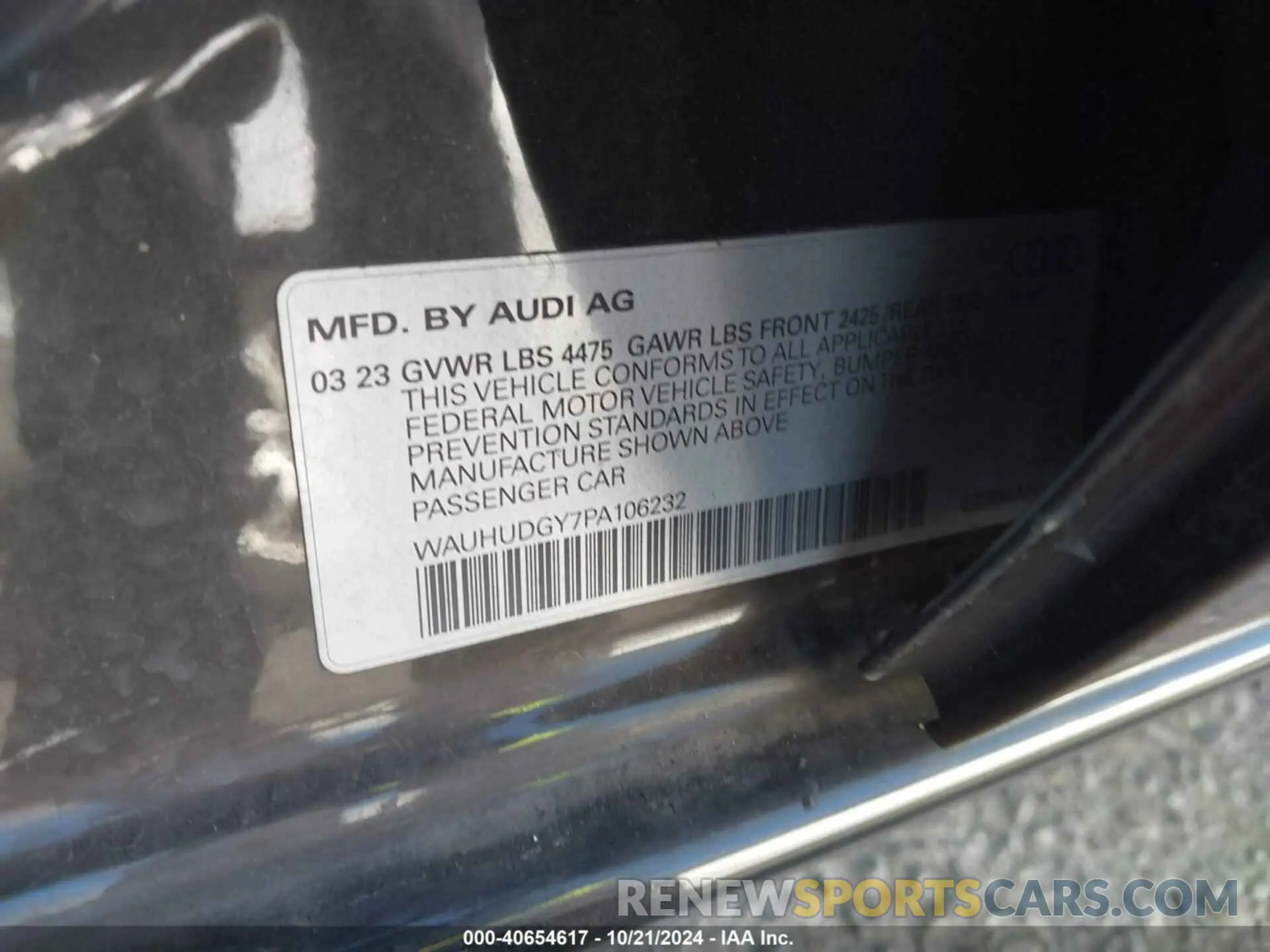 9 fotografías del automóvil dañado WAUHUDGY7PA106232 AUDI A3 2023