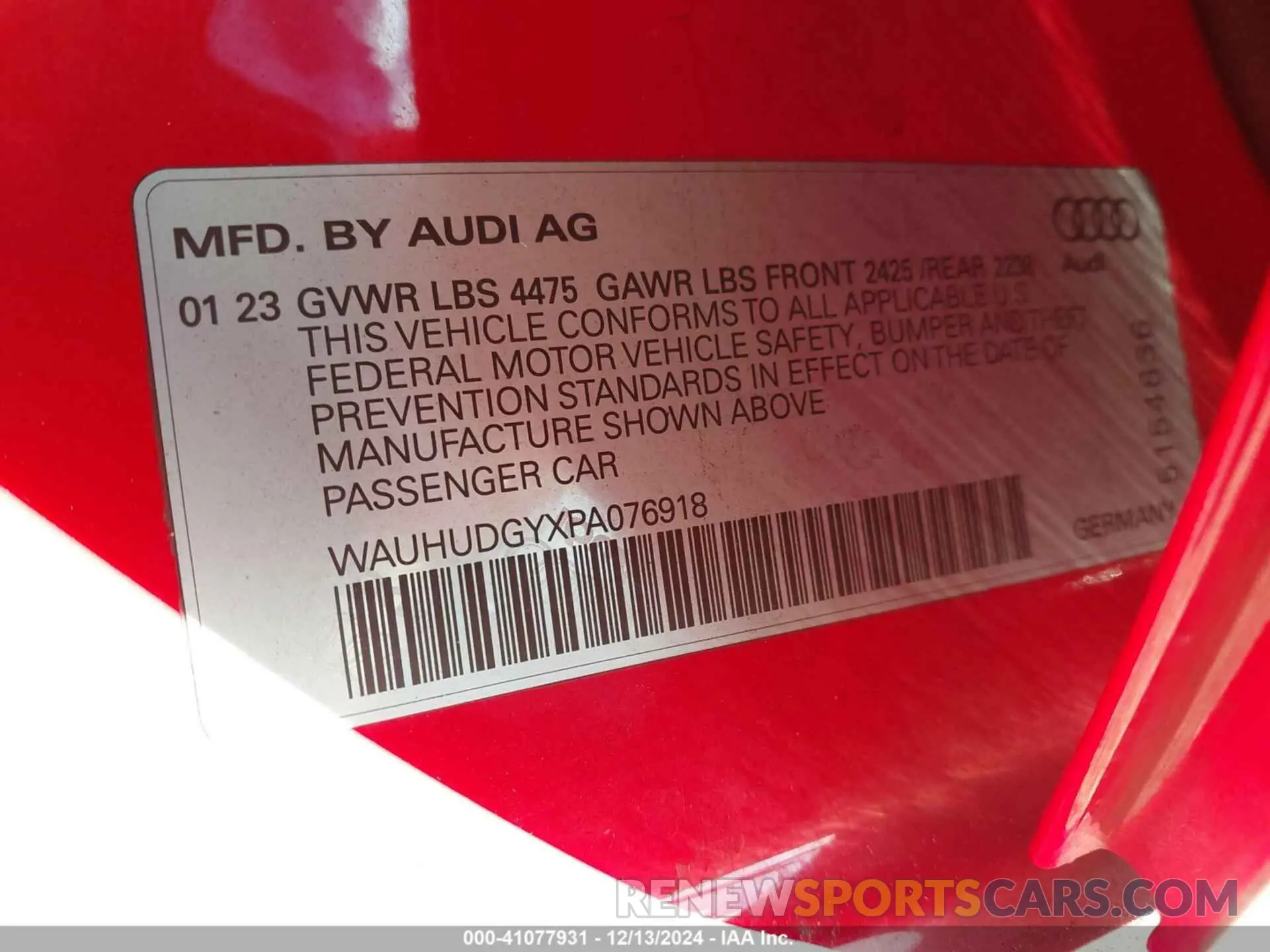 9 fotografías del automóvil dañado WAUHUDGYXPA076918 AUDI A3 2023