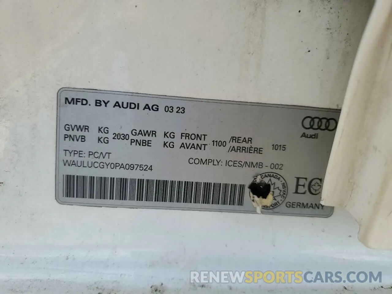 13 fotografías del automóvil dañado WAULUCGY0PA097524 AUDI A3 2023