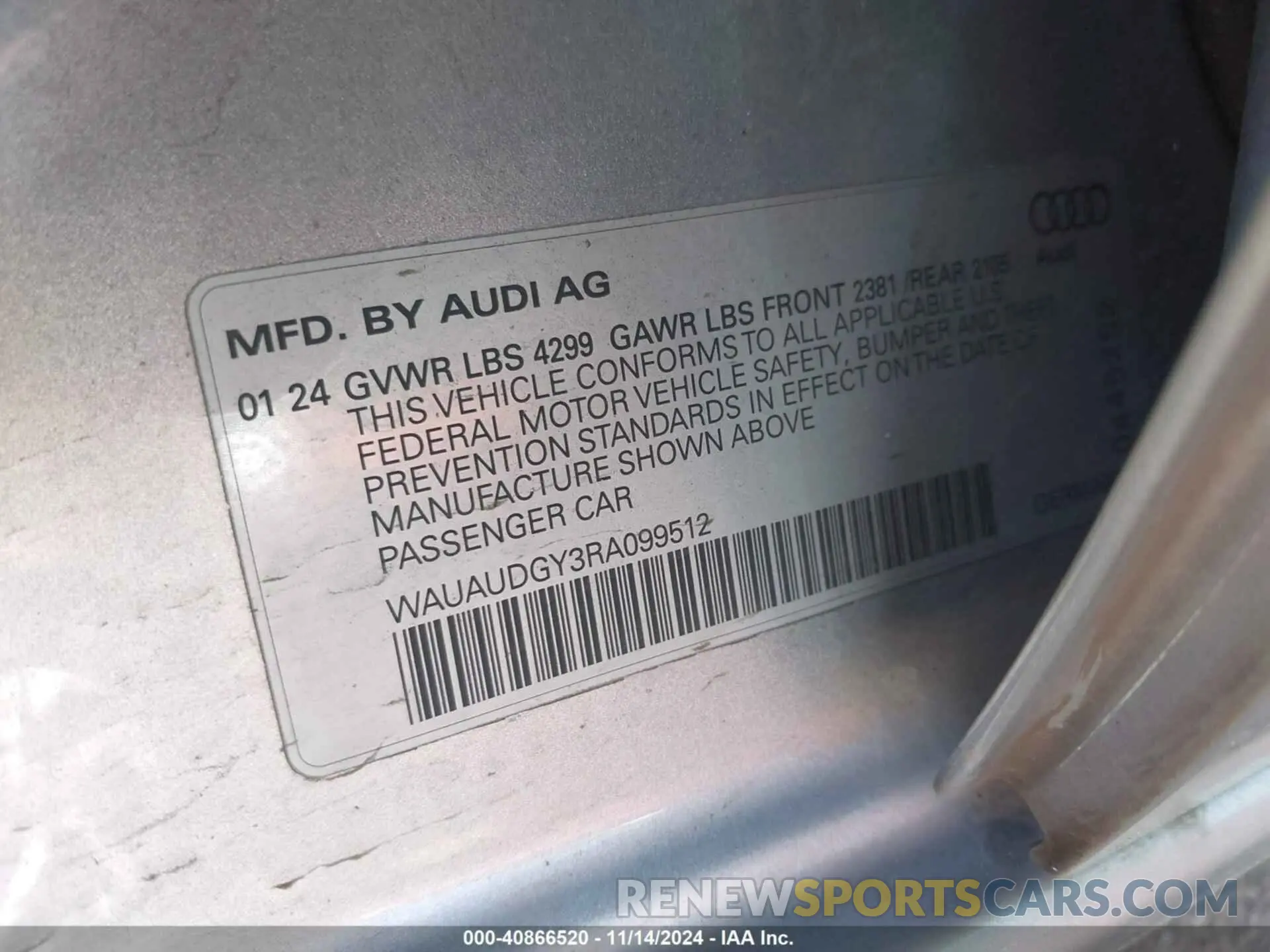9 fotografías del automóvil dañado WAUAUDGY3RA099512 AUDI A3 2024
