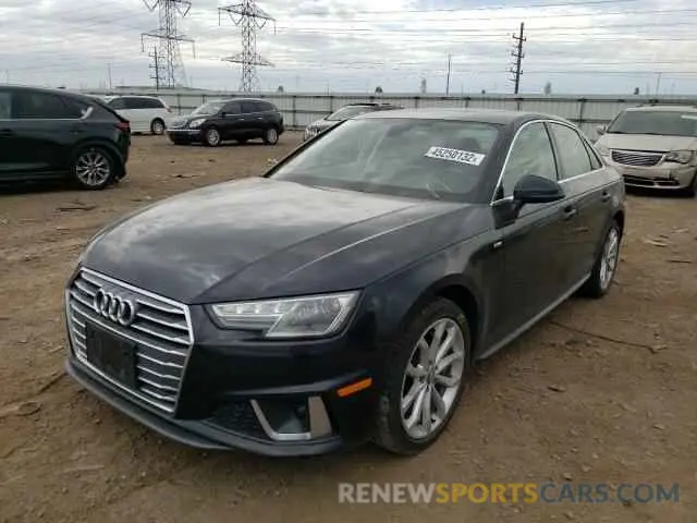 2 fotografías del automóvil dañado WAUDNAF46KN020257 AUDI A4 2019