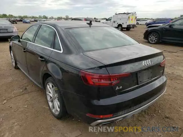3 fotografías del automóvil dañado WAUDNAF46KN020257 AUDI A4 2019