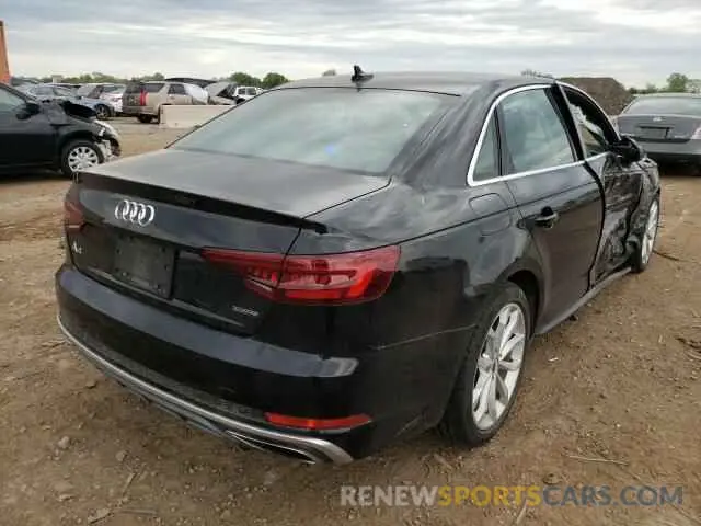4 fotografías del automóvil dañado WAUDNAF46KN020257 AUDI A4 2019