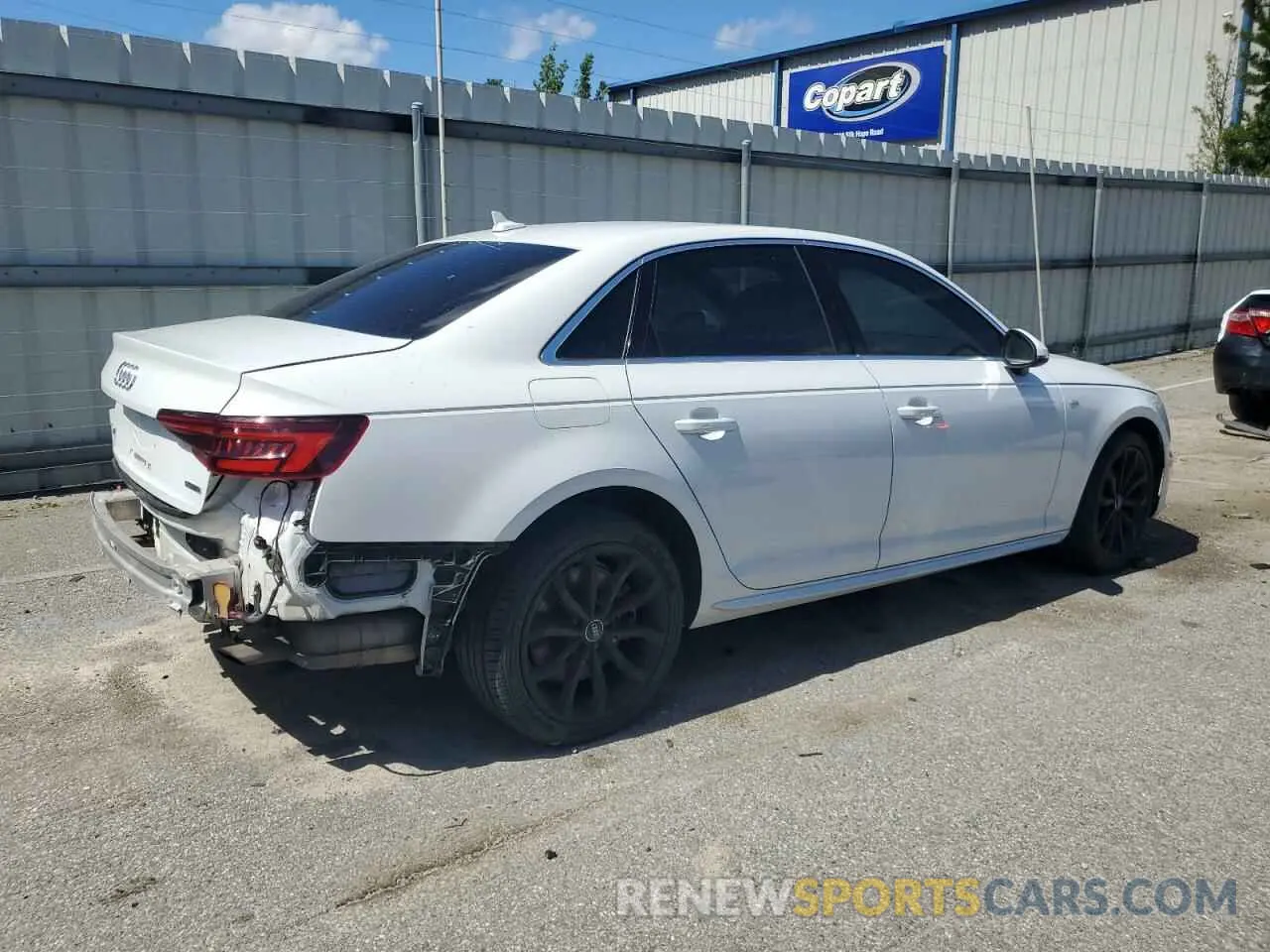 3 fotografías del automóvil dañado WAUENAF41KN007050 AUDI A4 2019