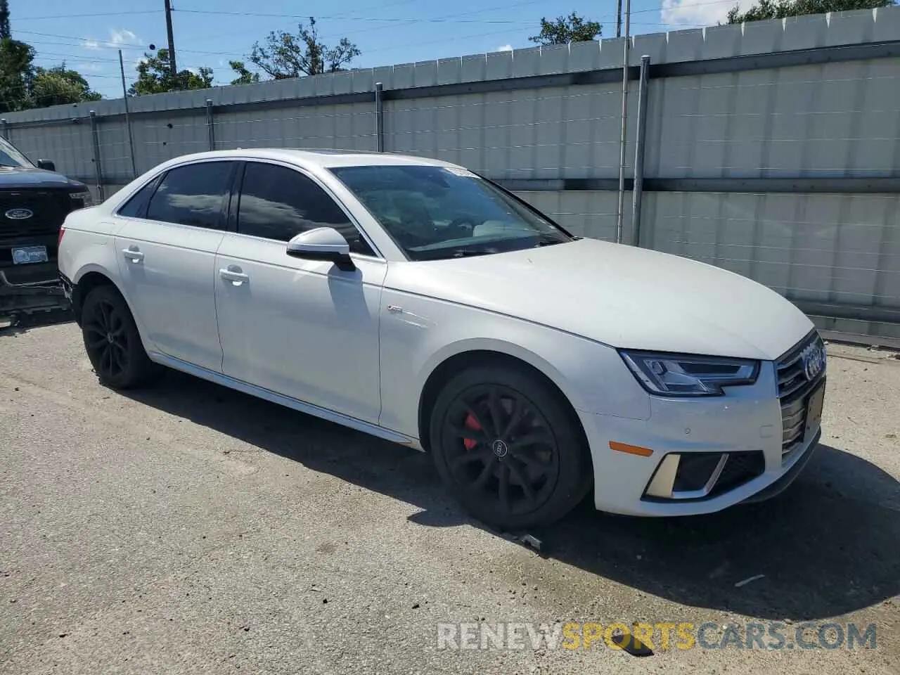 4 fotografías del automóvil dañado WAUENAF41KN007050 AUDI A4 2019