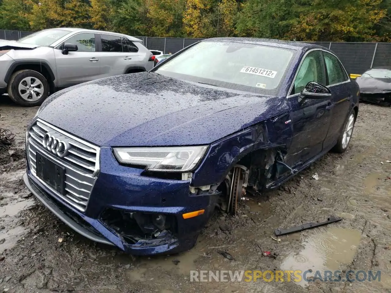 2 fotografías del automóvil dañado WAUENAF42KA116074 AUDI A4 2019