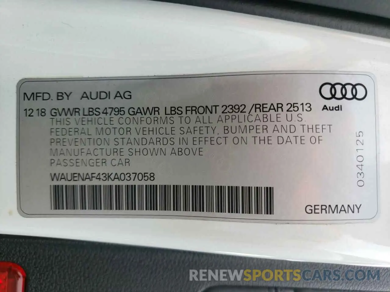 14 fotografías del automóvil dañado WAUENAF43KA037058 AUDI A4 2019