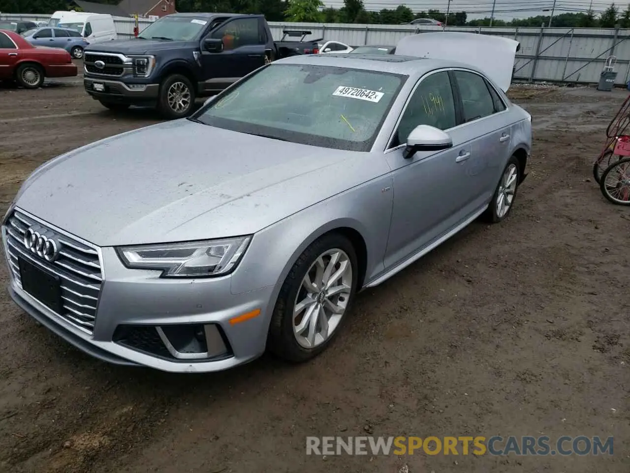 2 fotografías del automóvil dañado WAUENAF45KA096919 AUDI A4 2019