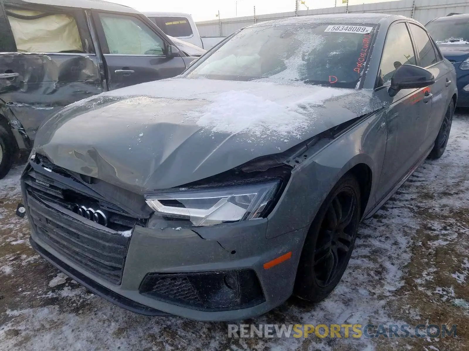 2 fotografías del automóvil dañado WAUFNAF45KN001692 AUDI A4 2019