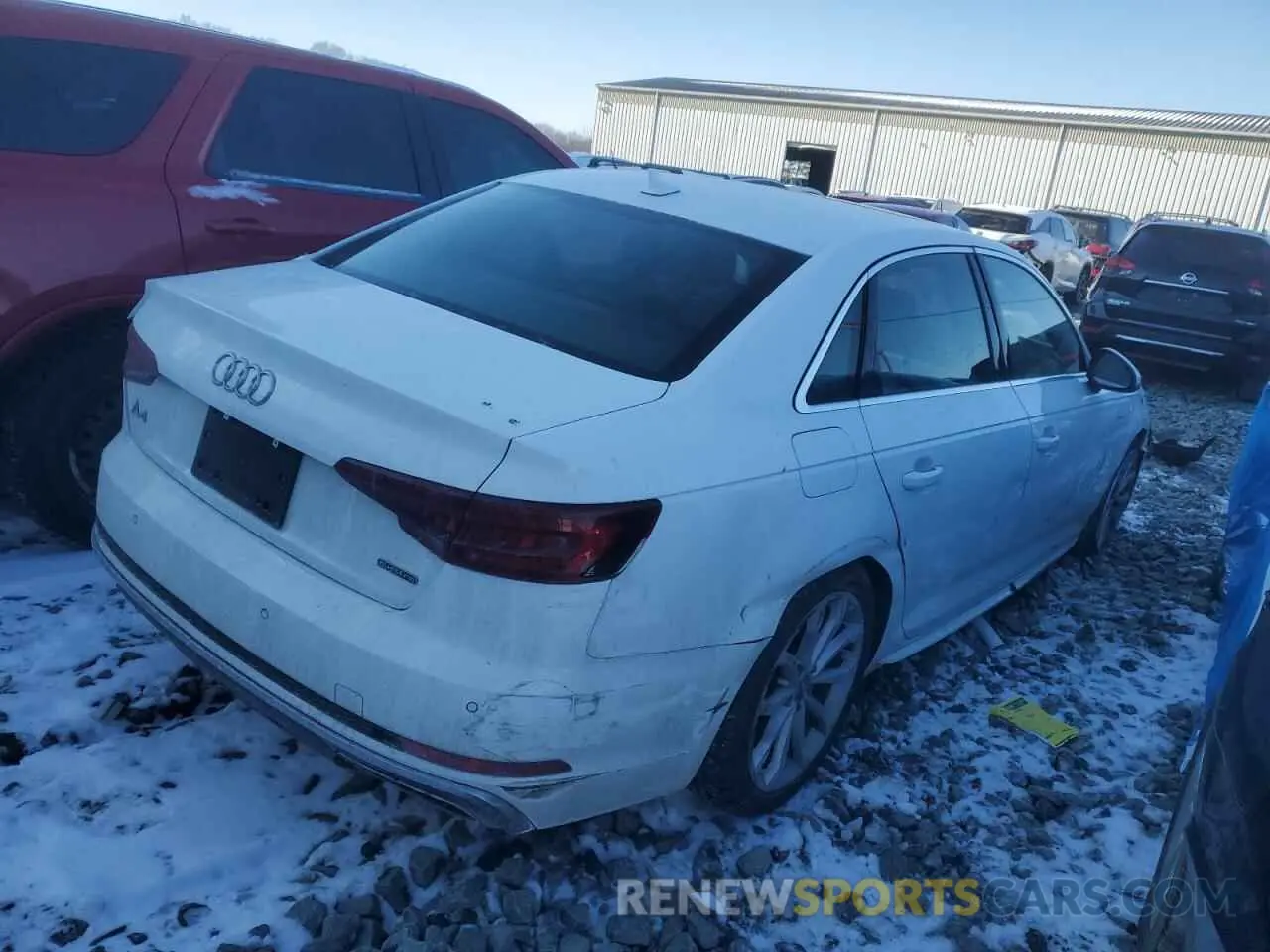 3 fotografías del automóvil dañado WAUFNAF47KN003184 AUDI A4 2019
