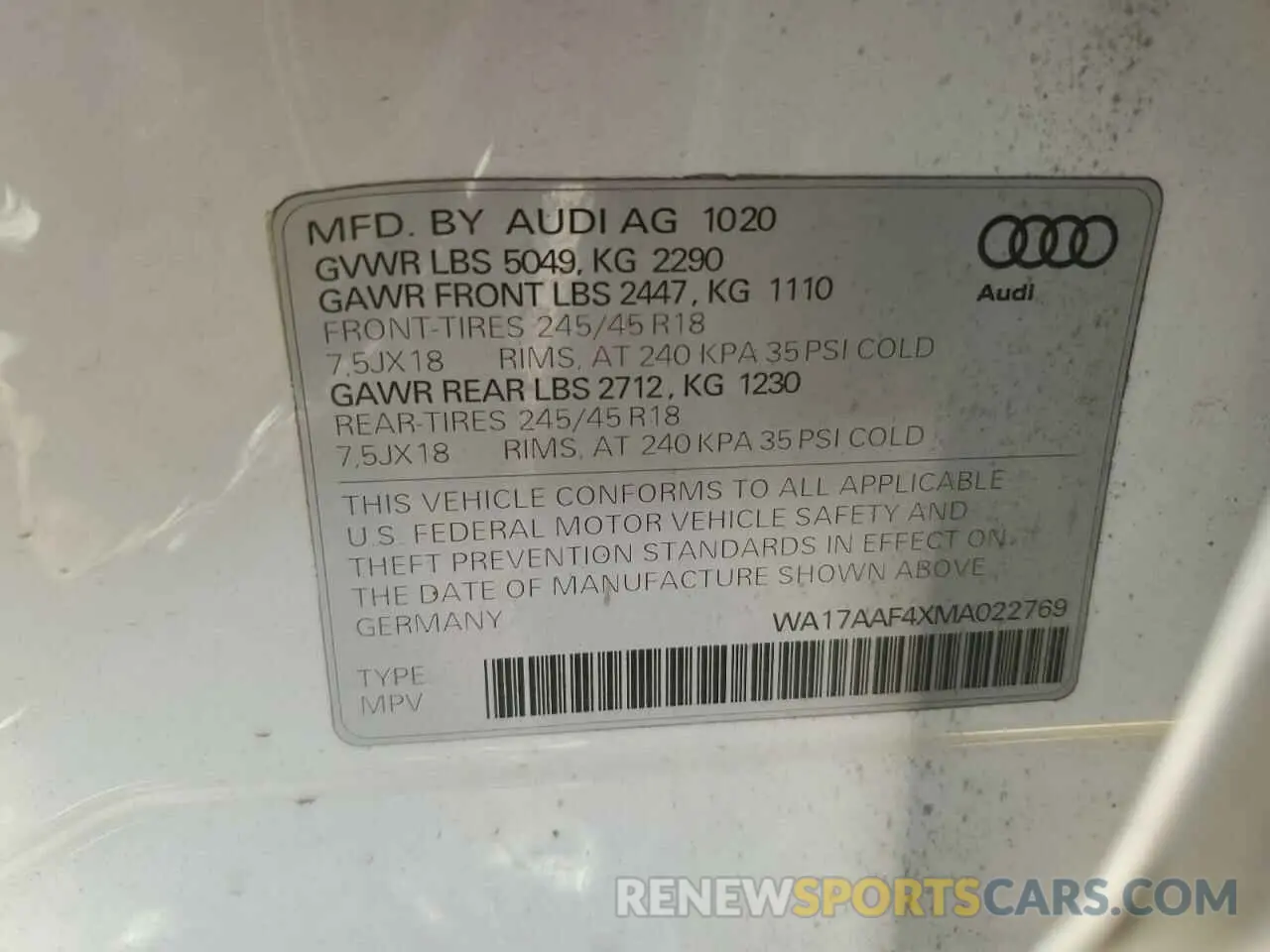 12 fotografías del automóvil dañado WA17AAF4XMA022769 AUDI A4 2021