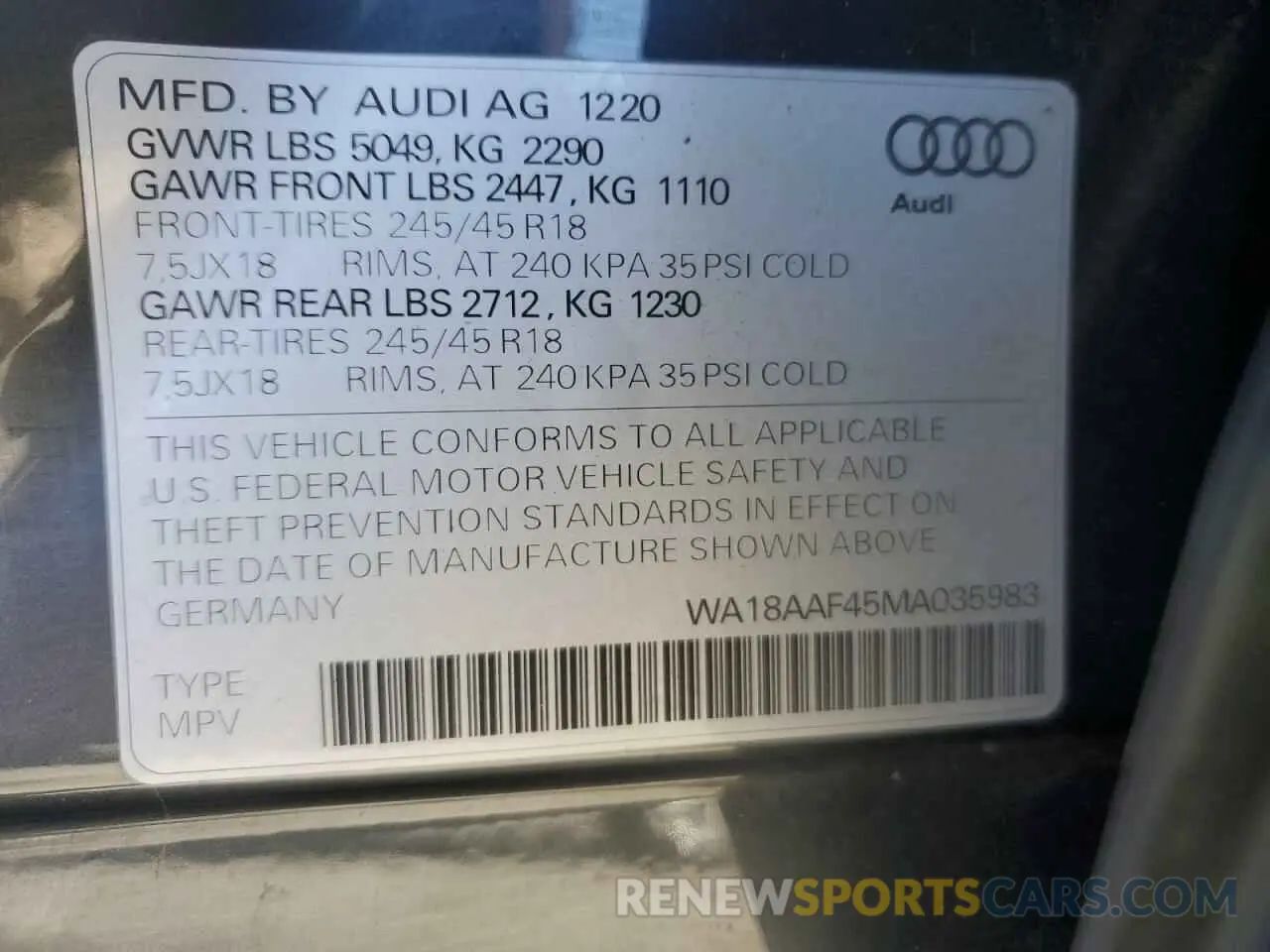 13 fotografías del automóvil dañado WA18AAF45MA035983 AUDI A4 2021