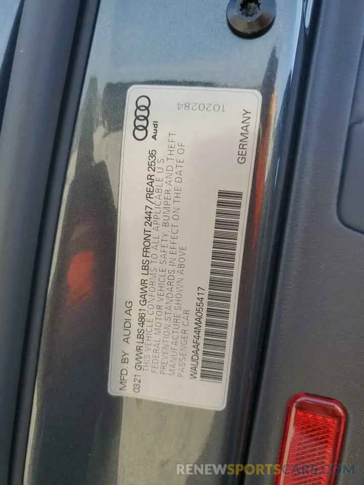 12 fotografías del automóvil dañado WAUDAAF44MA055417 AUDI A4 2021