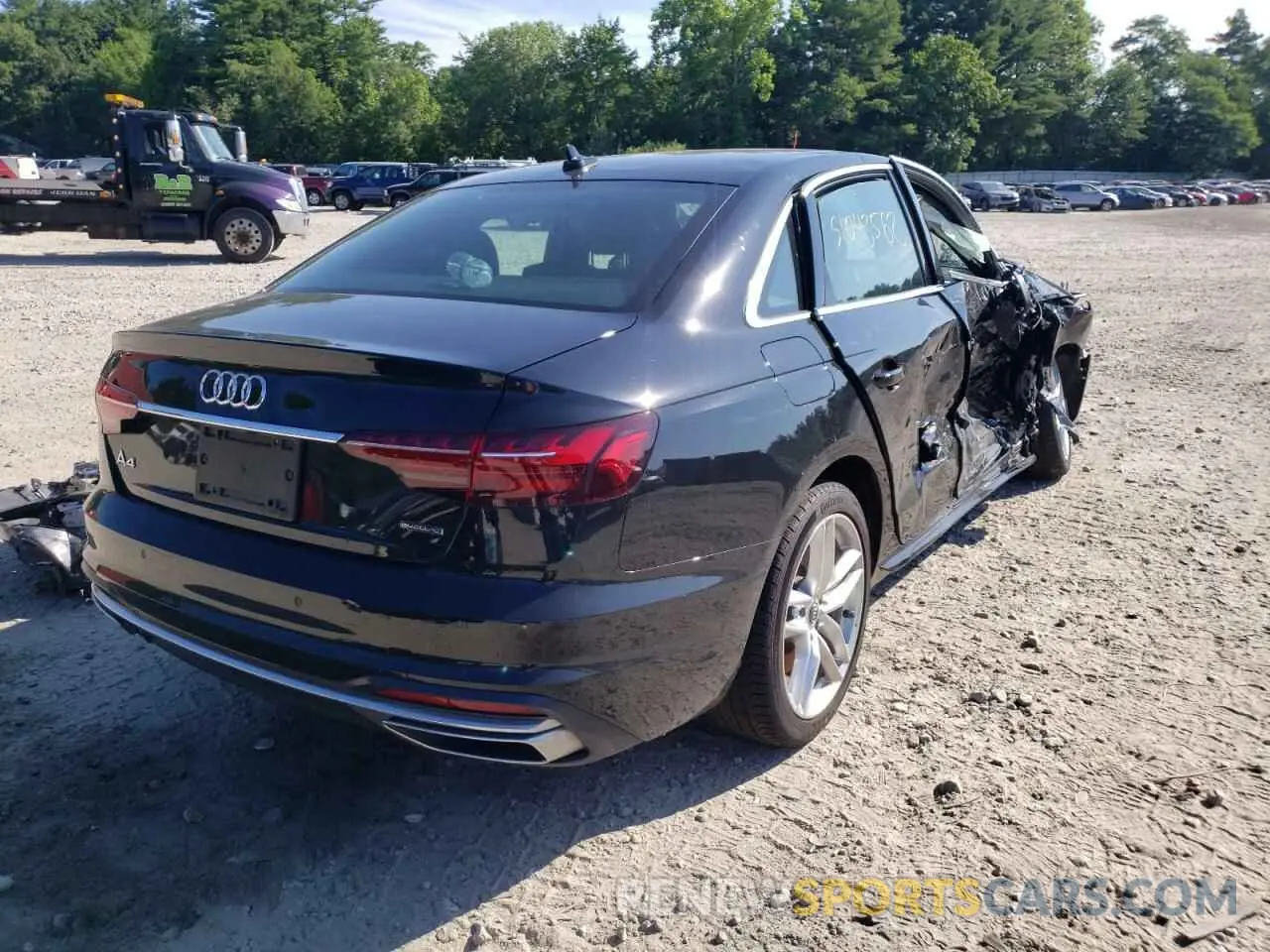 4 fotografías del automóvil dañado WAUEAAF44MA012815 AUDI A4 2021