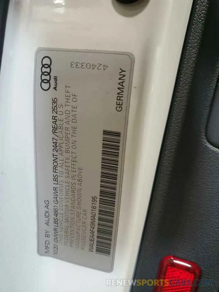 12 fotografías del automóvil dañado WAUEAAF49MA016195 AUDI A4 2021