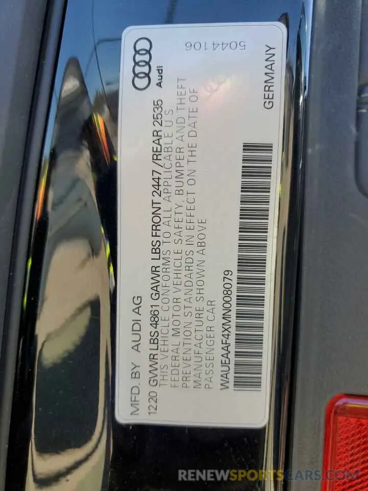 12 fotografías del automóvil dañado WAUEAAF4XMN008079 AUDI A4 2021