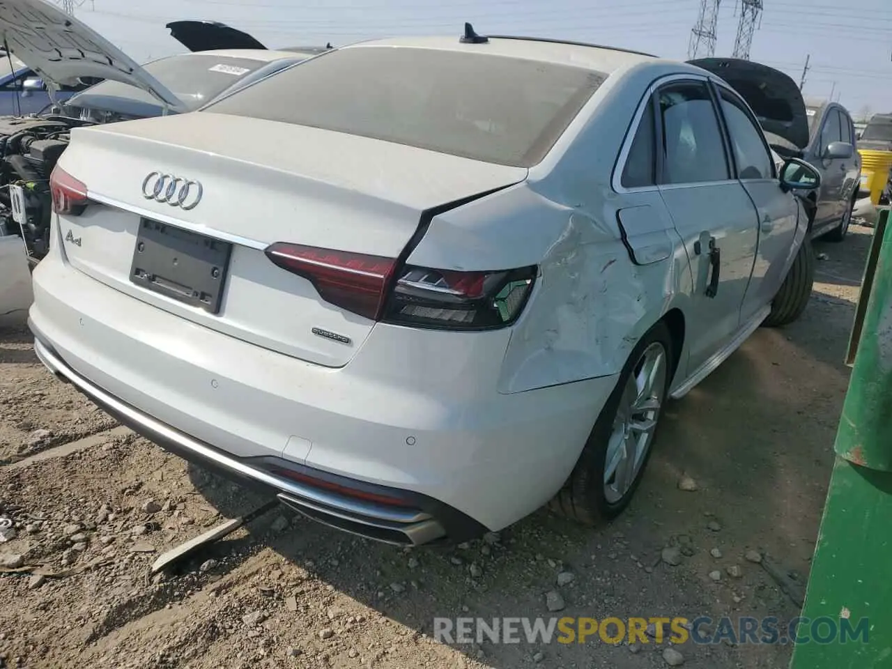 3 fotografías del automóvil dañado WAUEABF48MN003565 AUDI A4 2021