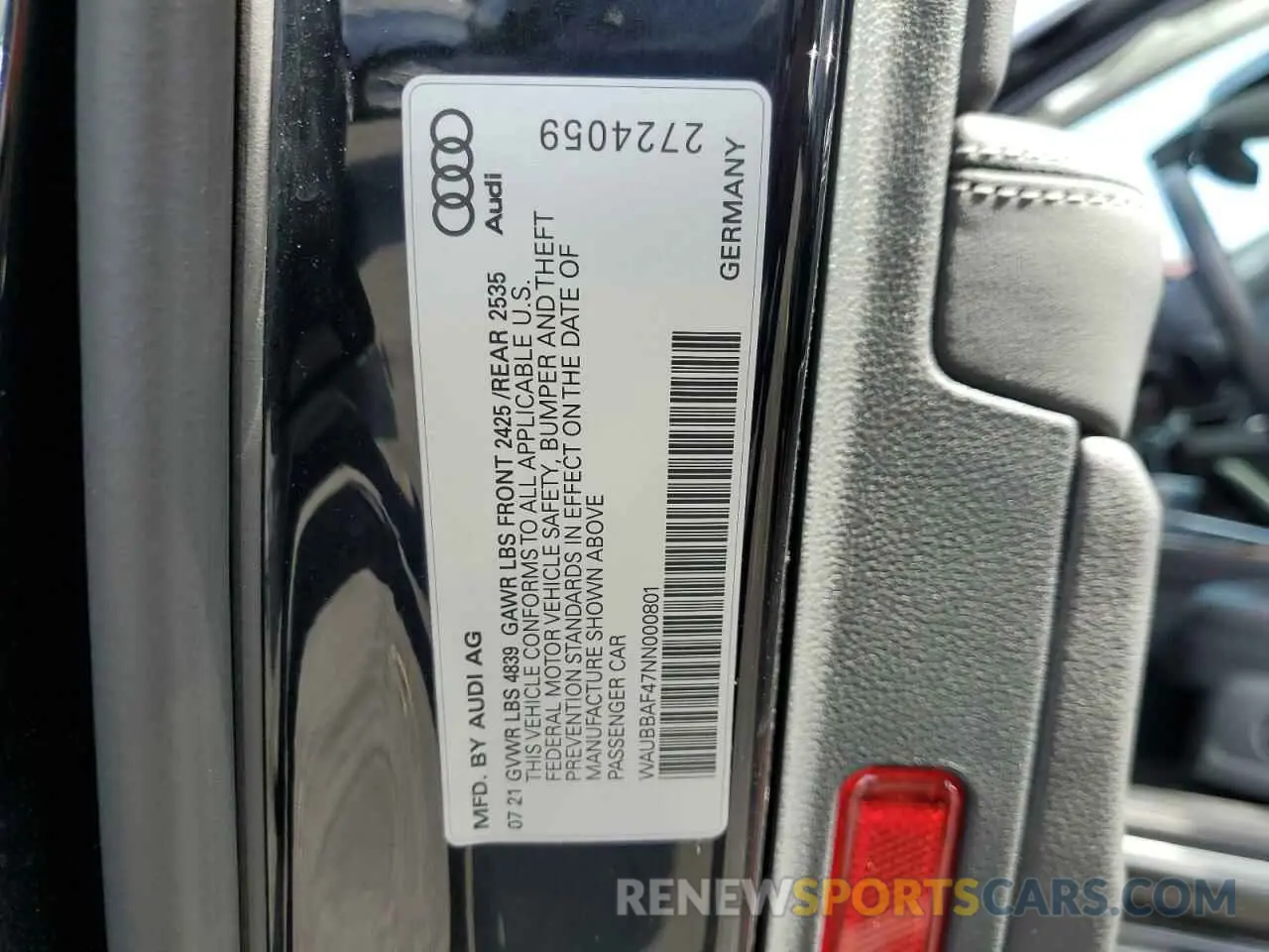 12 fotografías del automóvil dañado WAUBBAF47NN000801 AUDI A4 2022