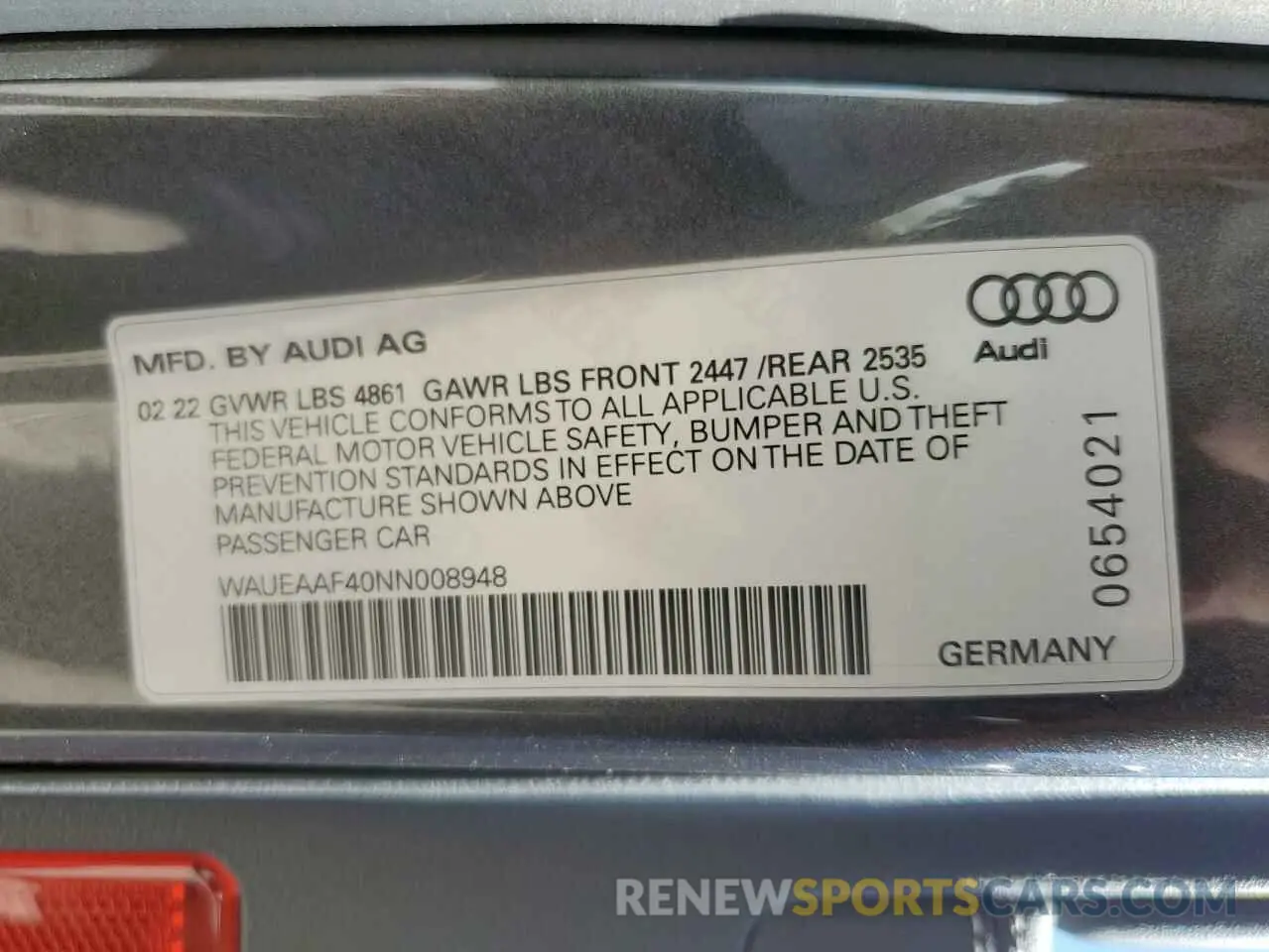 12 fotografías del automóvil dañado WAUEAAF40NN008948 AUDI A4 2022
