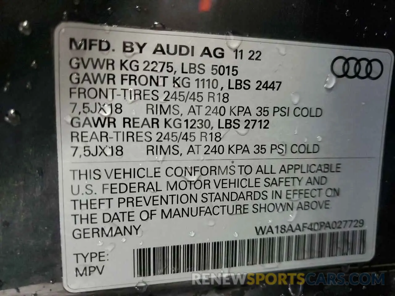 12 fotografías del automóvil dañado WA18AAF40PA027729 AUDI A4 2023