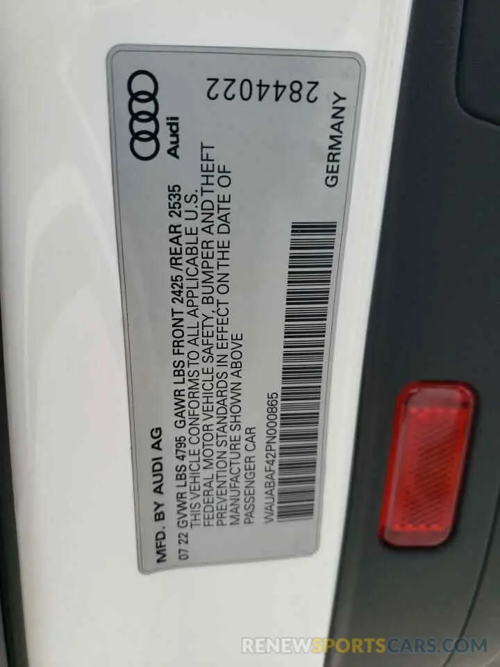 13 fotografías del automóvil dañado WAUABAF42PN000865 AUDI A4 2023