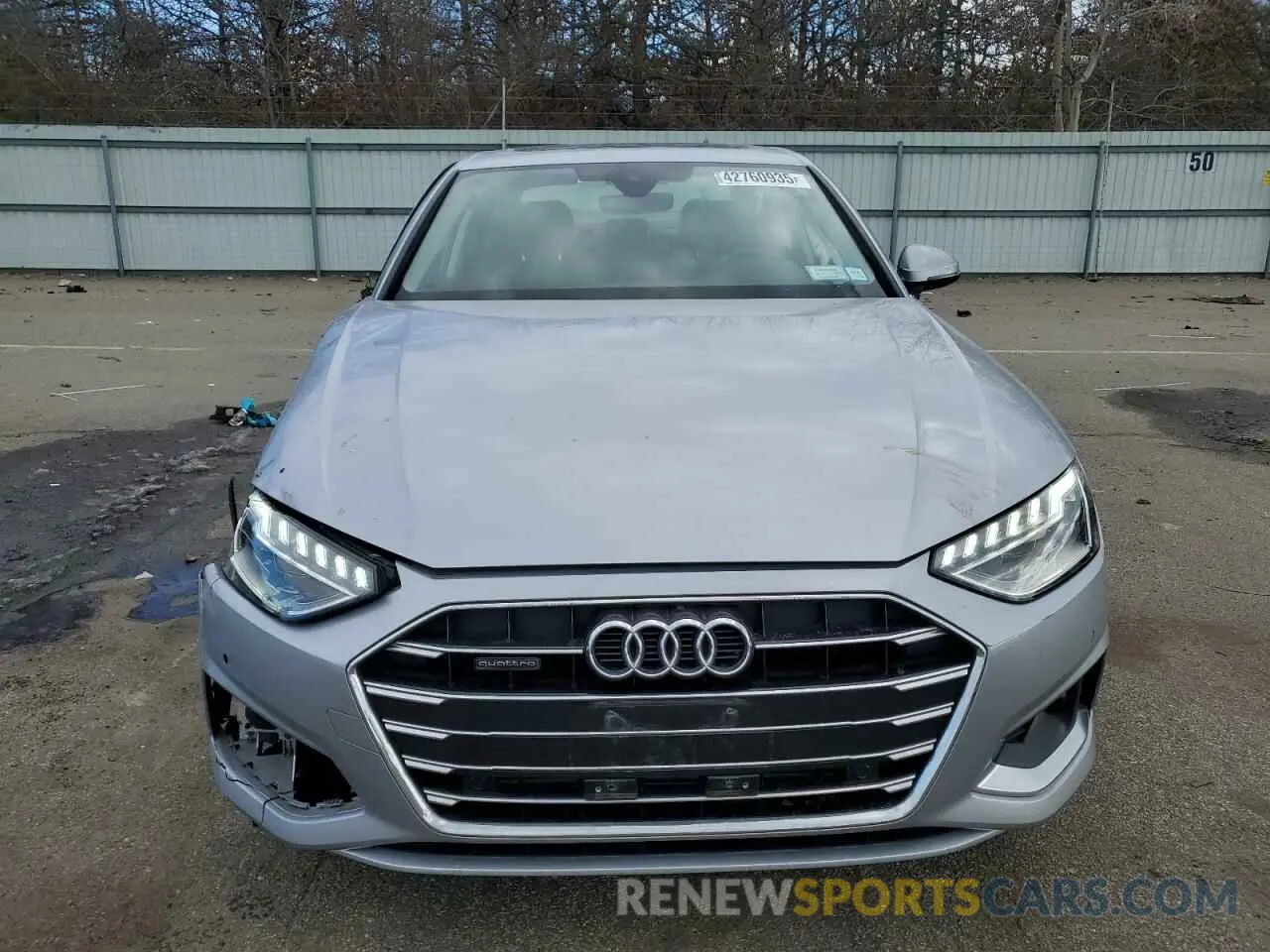 5 fotografías del automóvil dañado WAUABAF45PN007115 AUDI A4 2023