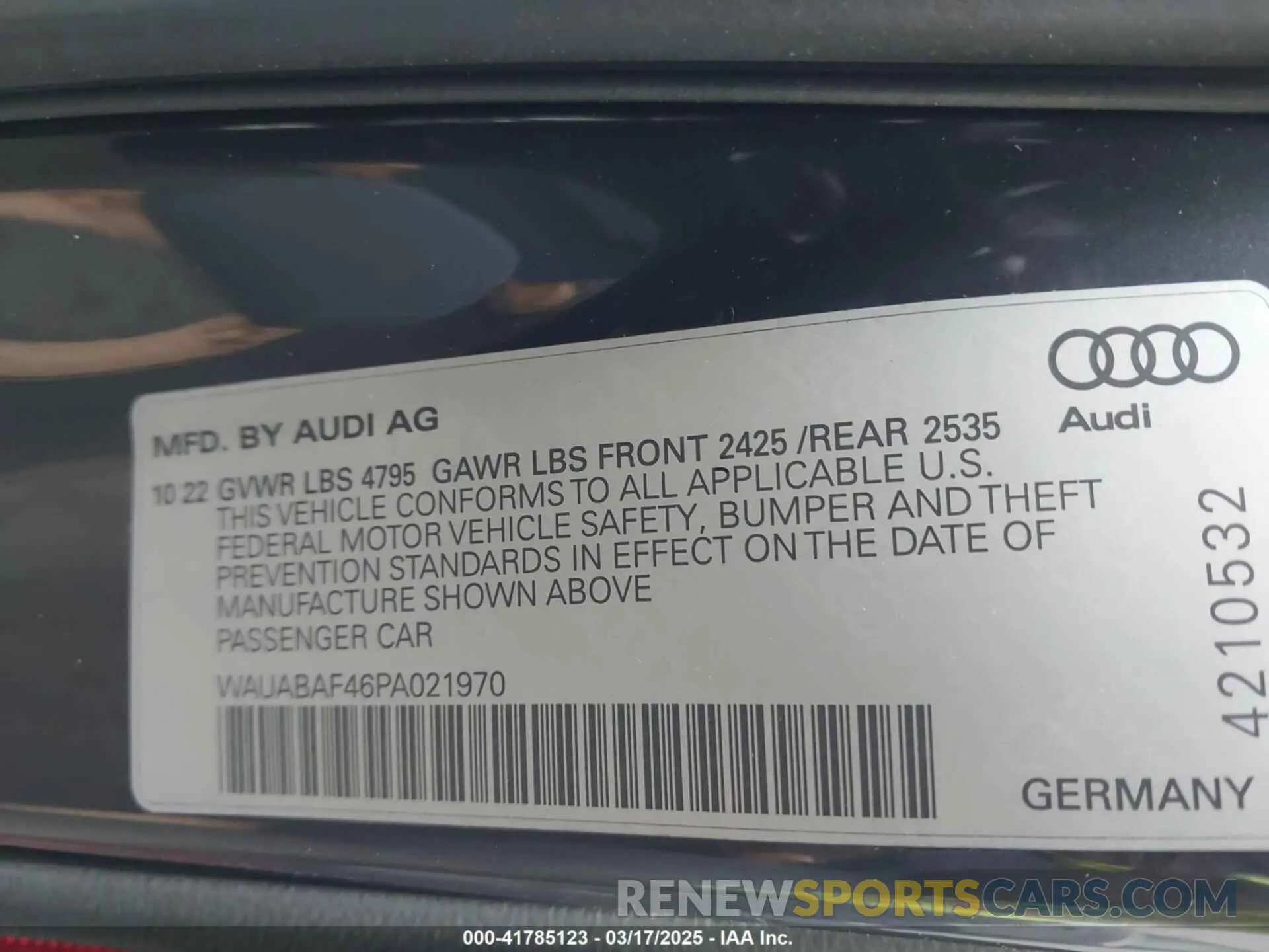 9 fotografías del automóvil dañado WAUABAF46PA021970 AUDI A4 2023