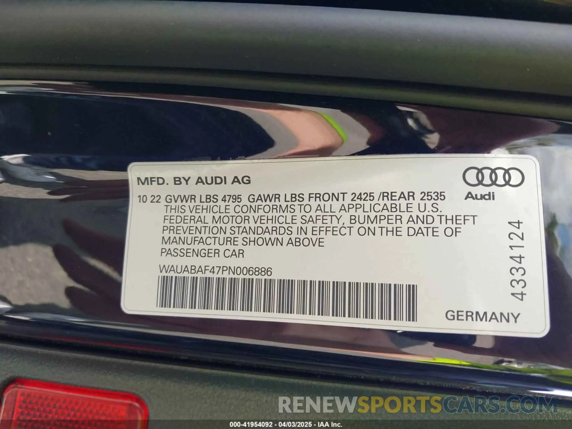 9 fotografías del automóvil dañado WAUABAF47PN006886 AUDI A4 2023