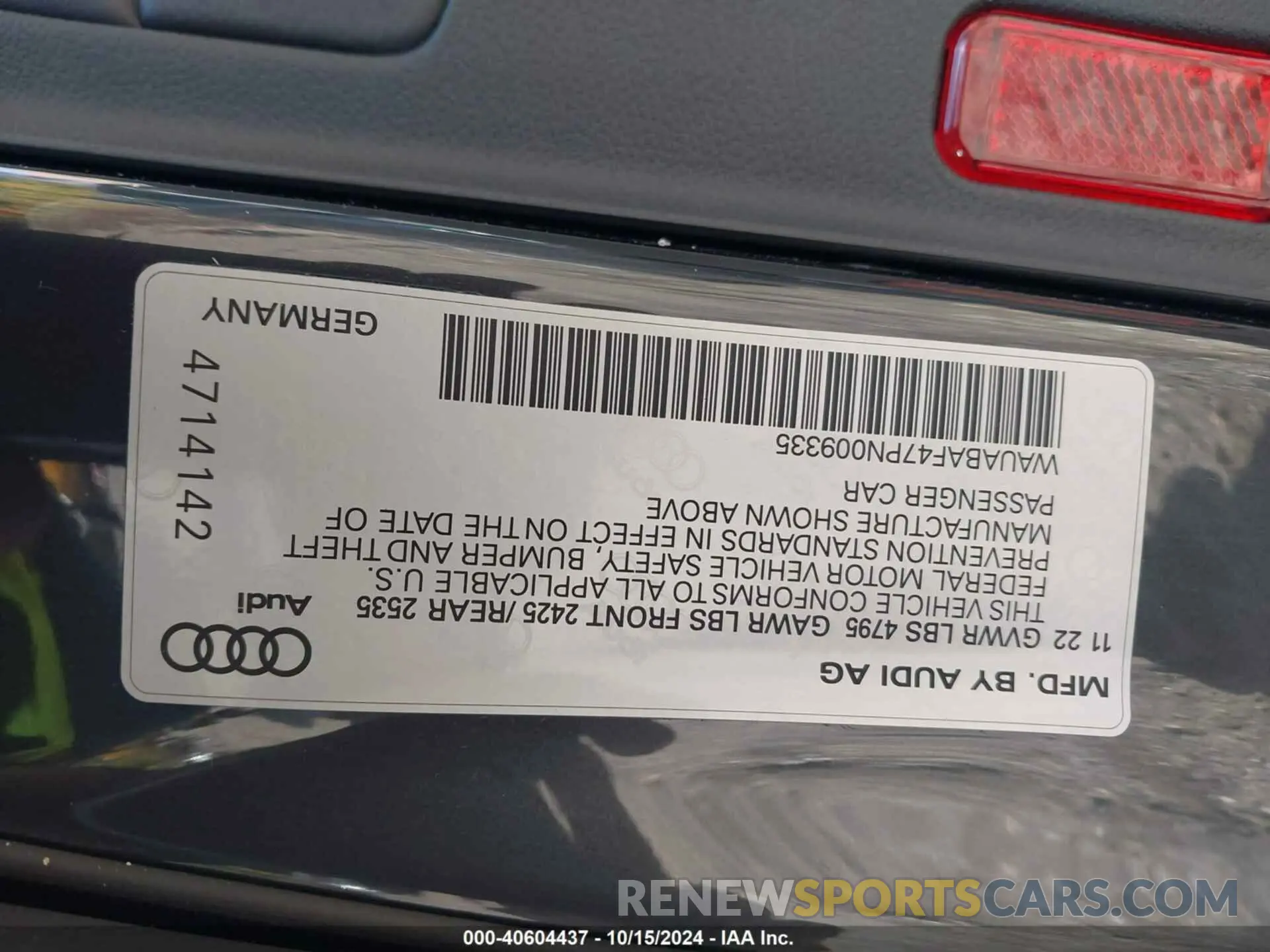 9 fotografías del automóvil dañado WAUABAF47PN009335 AUDI A4 2023
