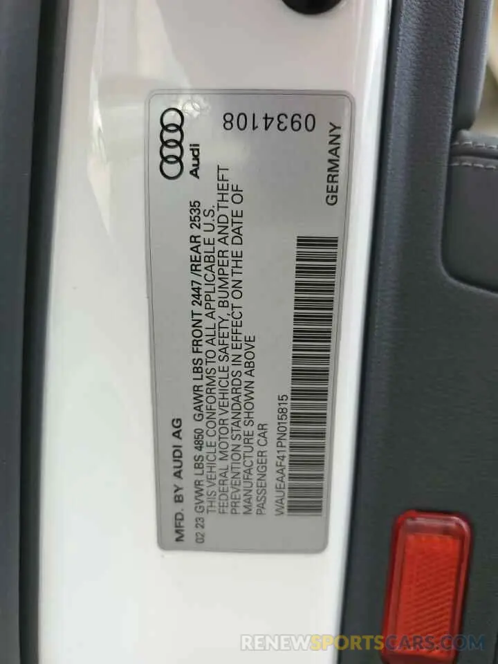 12 fotografías del automóvil dañado WAUEAAF41PN015815 AUDI A4 2023