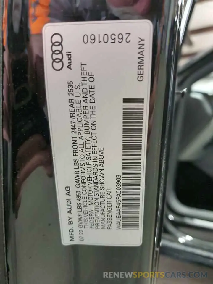 13 fotografías del automóvil dañado WAUEAAF45PA003903 AUDI A4 2023