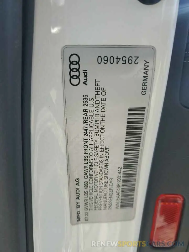 12 fotografías del automóvil dañado WAUEAAF46PN001442 AUDI A4 2023
