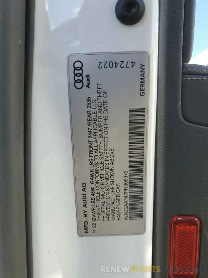 12 fotografías del automóvil dañado WAUEAAF47PN009372 AUDI A4 2023