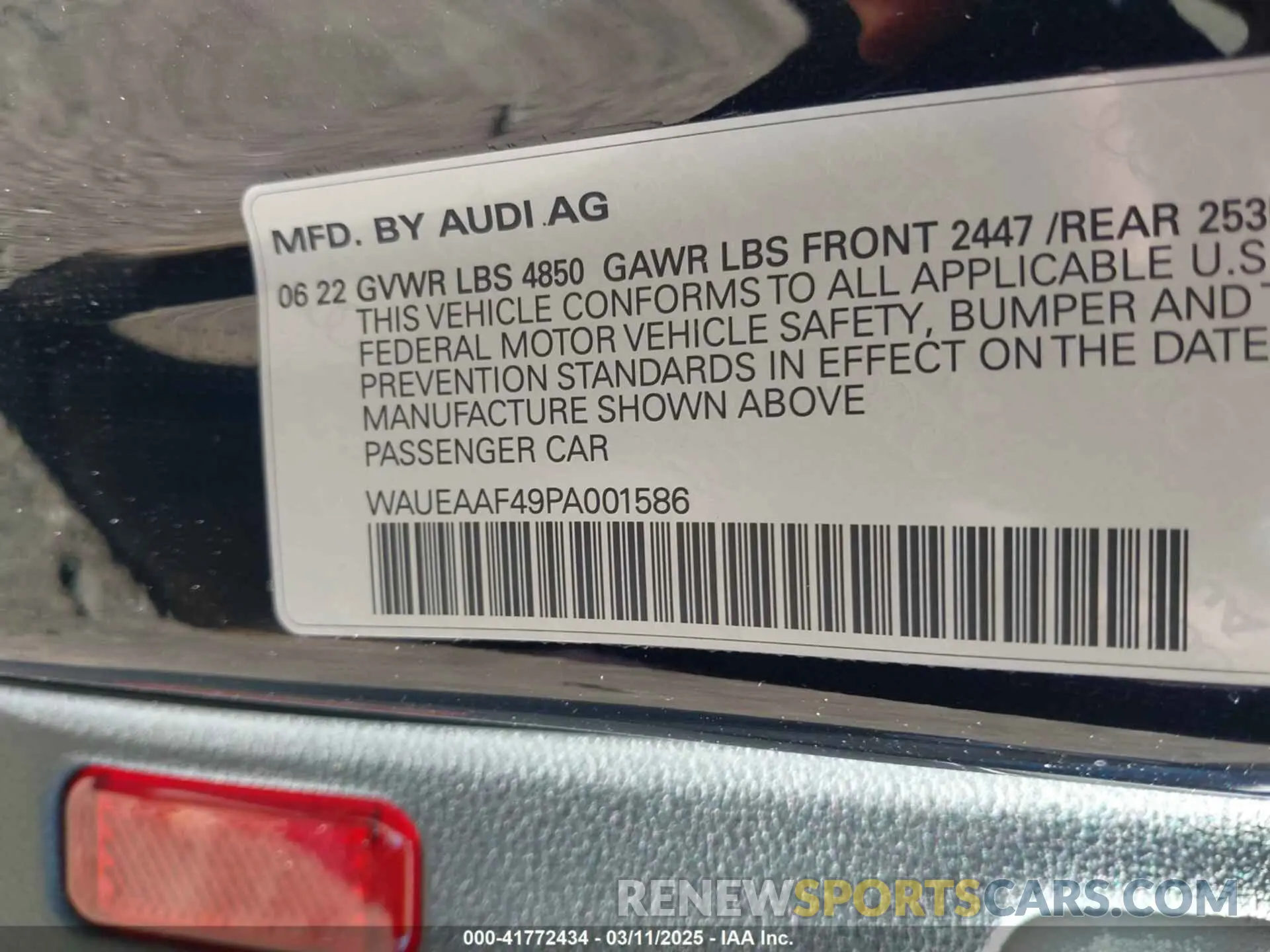 9 fotografías del automóvil dañado WAUEAAF49PA001586 AUDI A4 2023