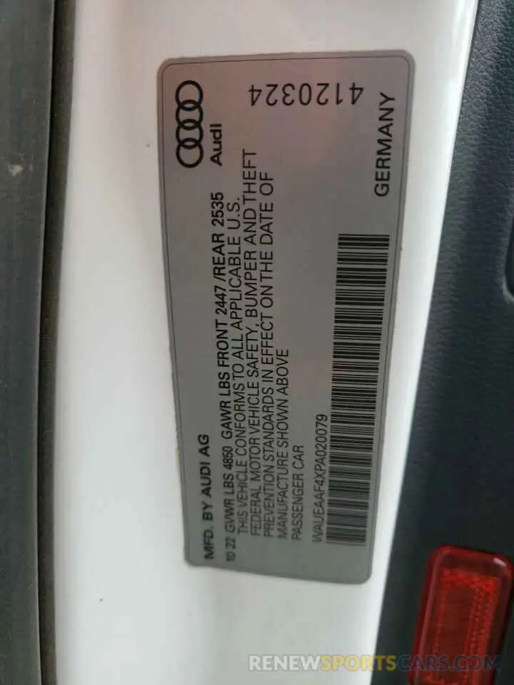 12 fotografías del automóvil dañado WAUEAAF4XPA020079 AUDI A4 2023