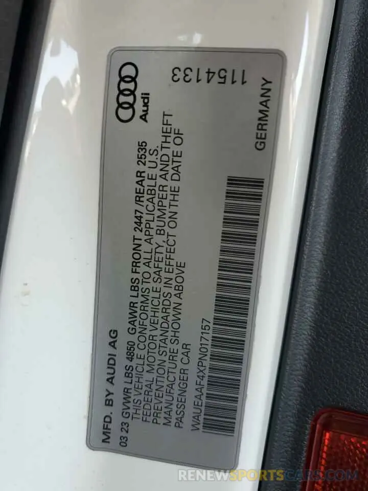 12 fotografías del automóvil dañado WAUEAAF4XPN017157 AUDI A4 2023