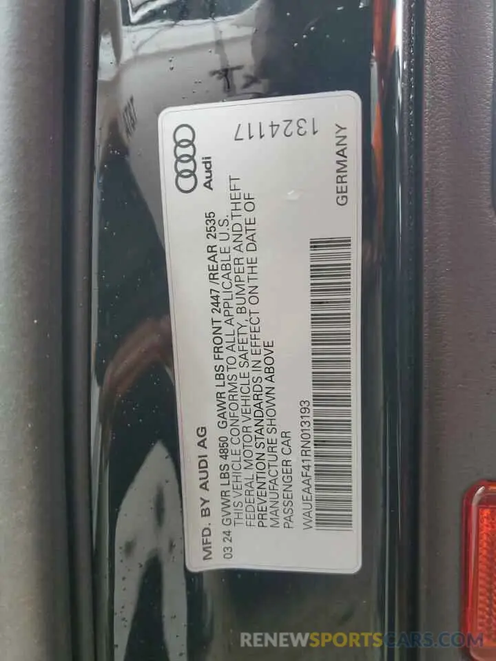13 fotografías del automóvil dañado WAUEAAF41RN013193 AUDI A4 2024