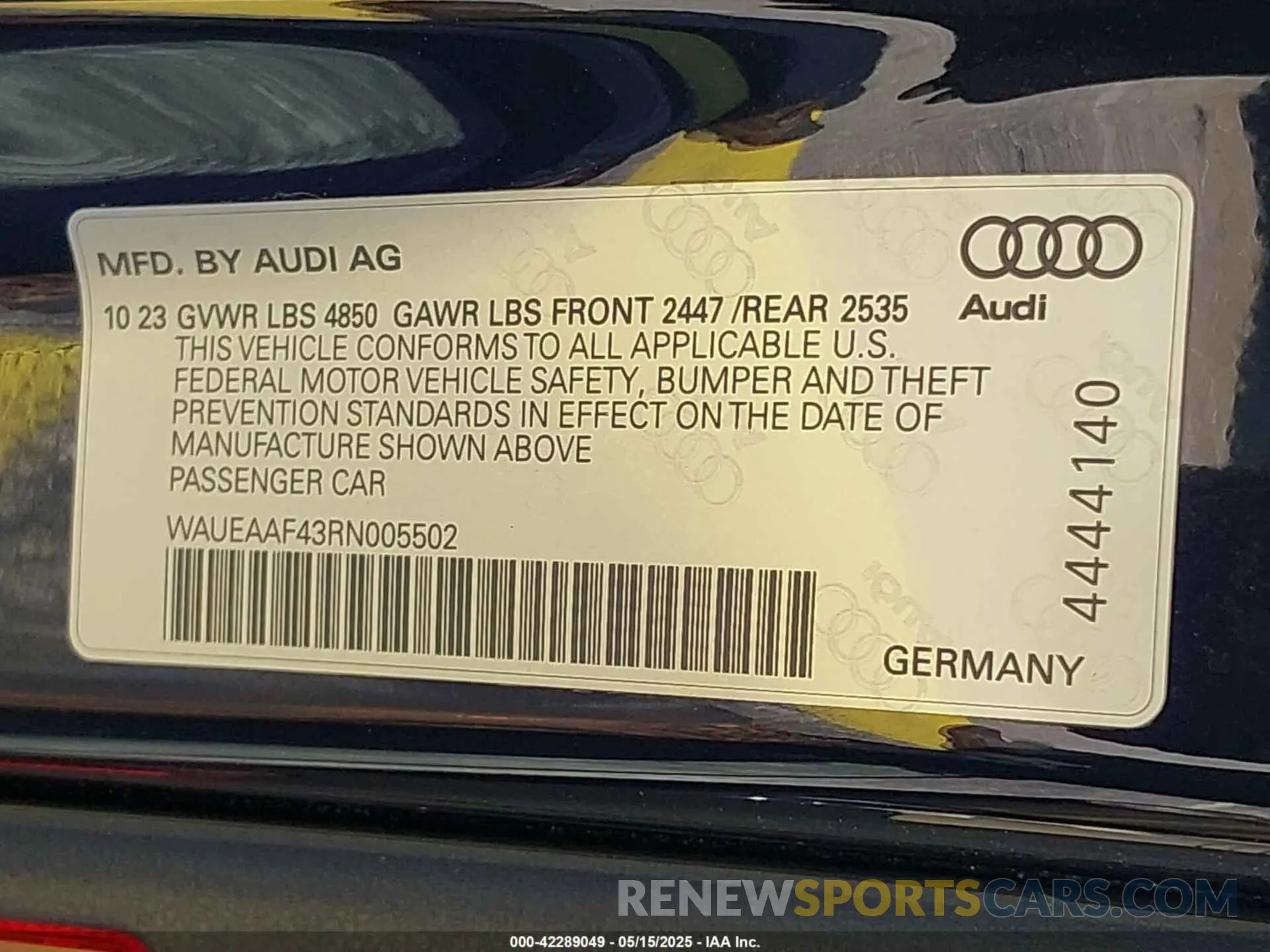 9 fotografías del automóvil dañado WAUEAAF43RN005502 AUDI A4 2024
