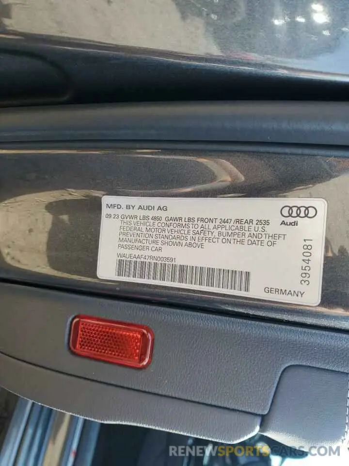 12 fotografías del automóvil dañado WAUEAAF47RN003591 AUDI A4 2024
