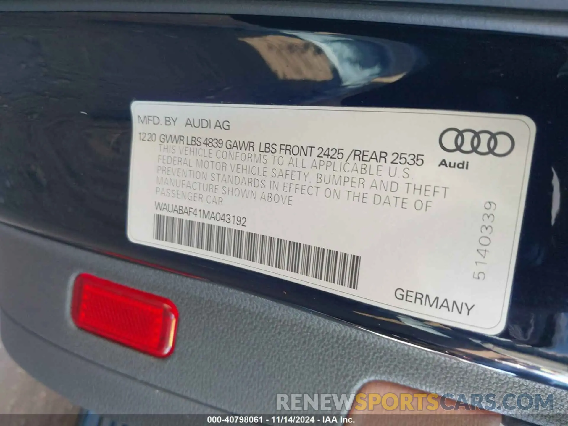 9 fotografías del automóvil dañado WAUABAF41MA043192 AUDI A4 SEDAN 2021