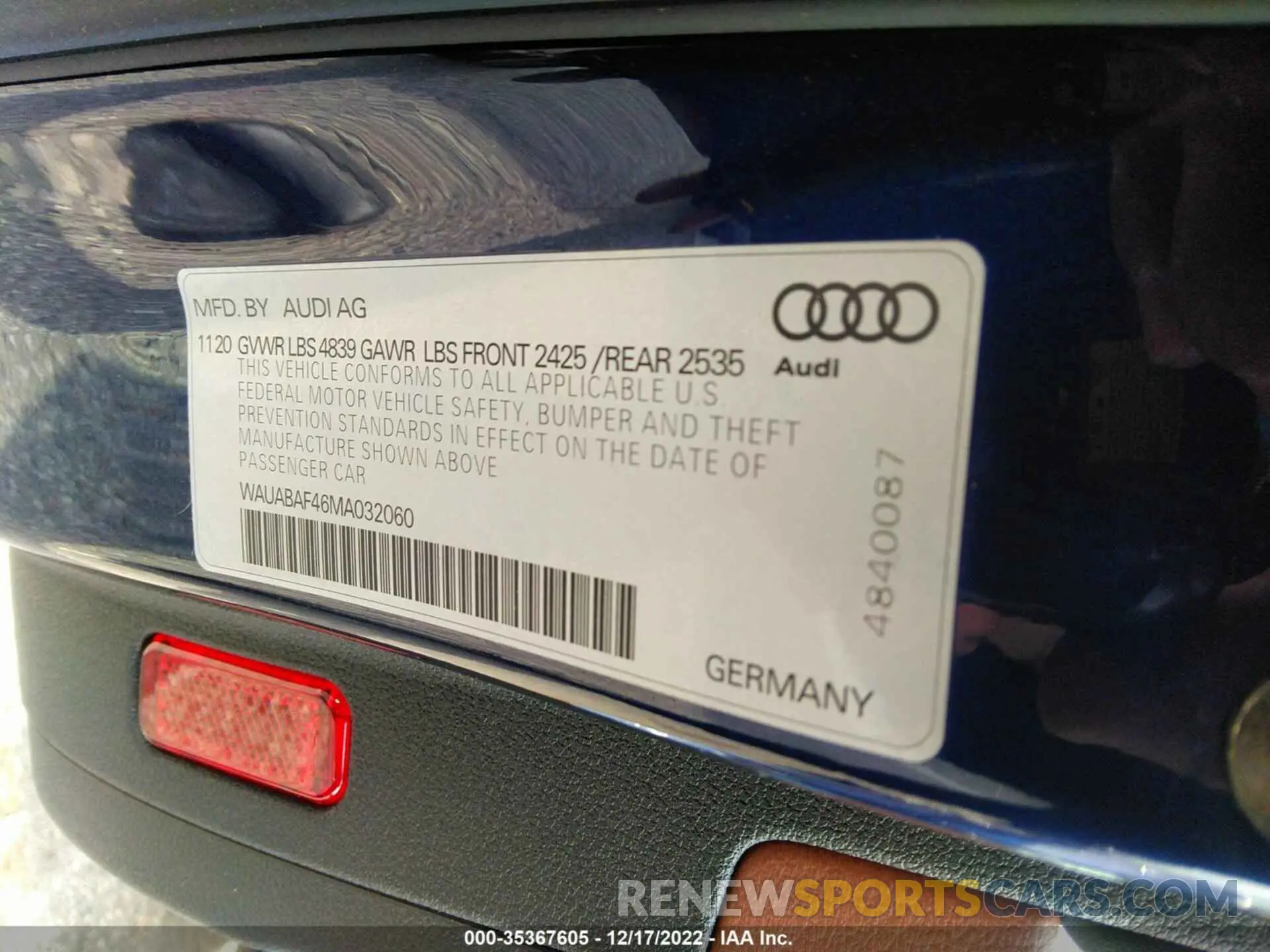 9 fotografías del automóvil dañado WAUABAF46MA032060 AUDI A4 SEDAN 2021