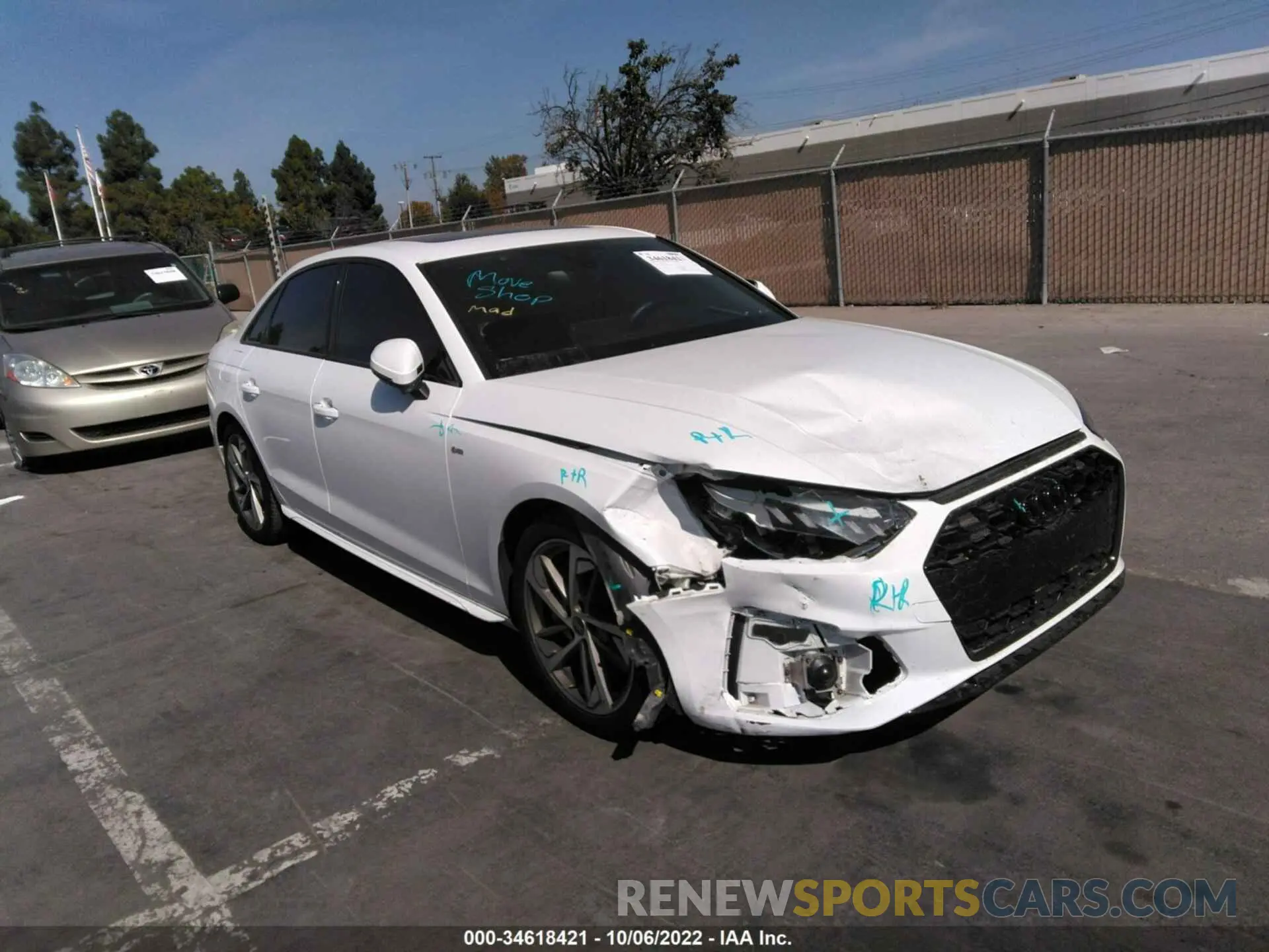 1 fotografías del automóvil dañado WAUEAAF46MA073633 AUDI A4 SEDAN 2021