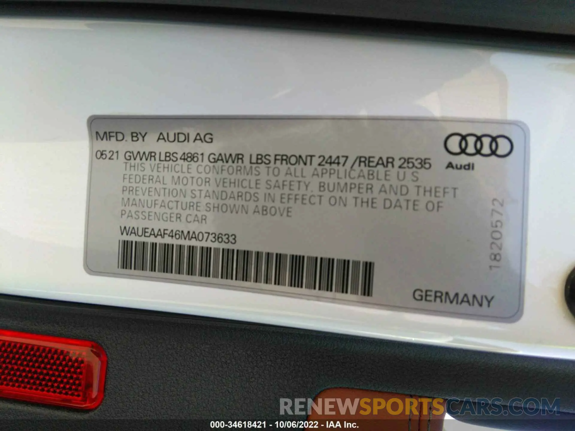 9 fotografías del automóvil dañado WAUEAAF46MA073633 AUDI A4 SEDAN 2021