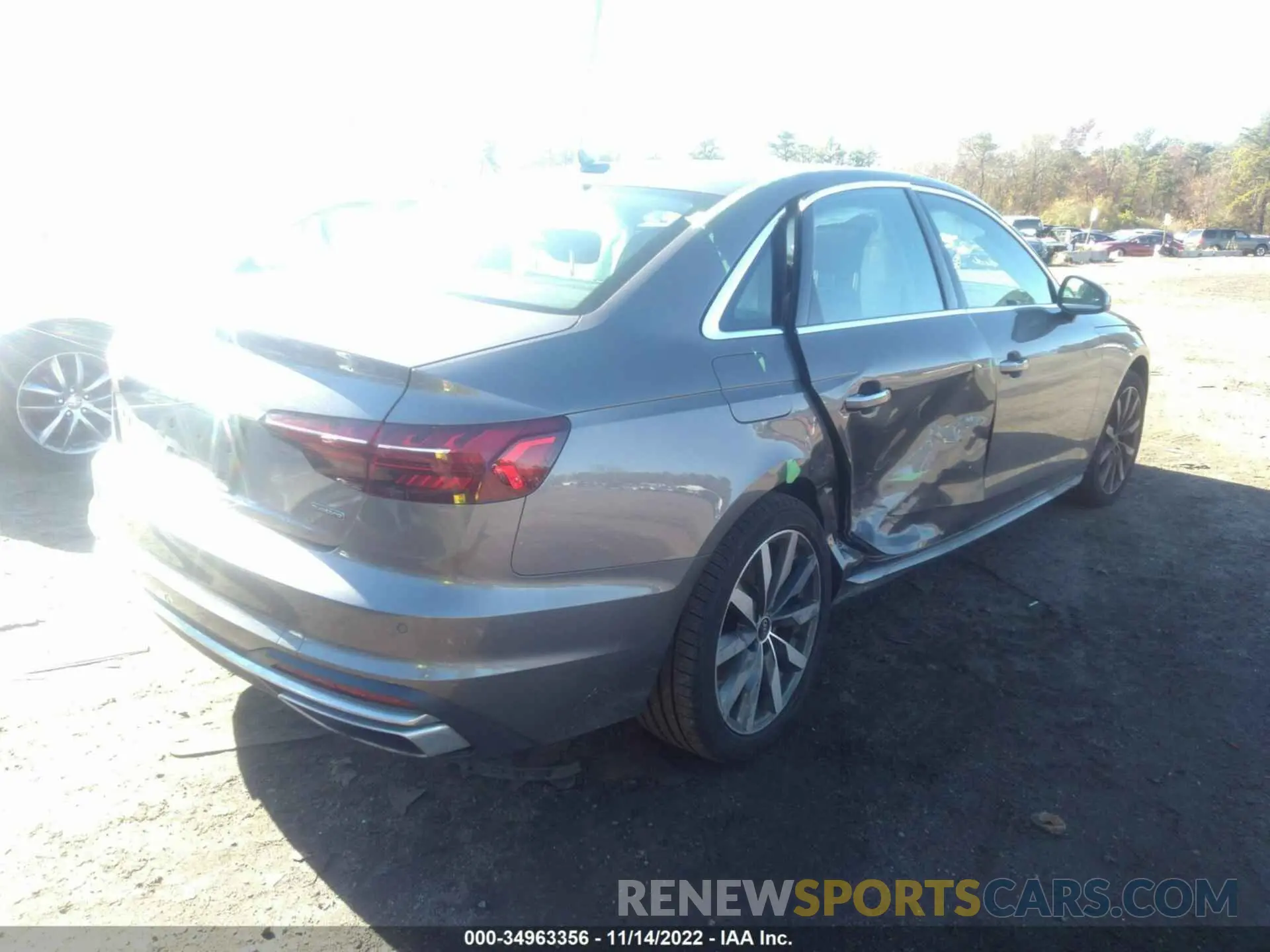 4 fotografías del automóvil dañado WAUABAF46NN000574 AUDI A4 SEDAN 2022