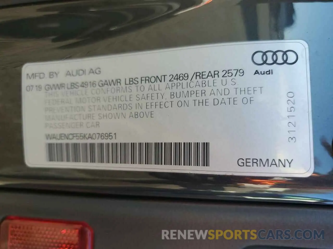 13 fotografías del automóvil dañado WAUENCF55KA076951 AUDI A5 2019
