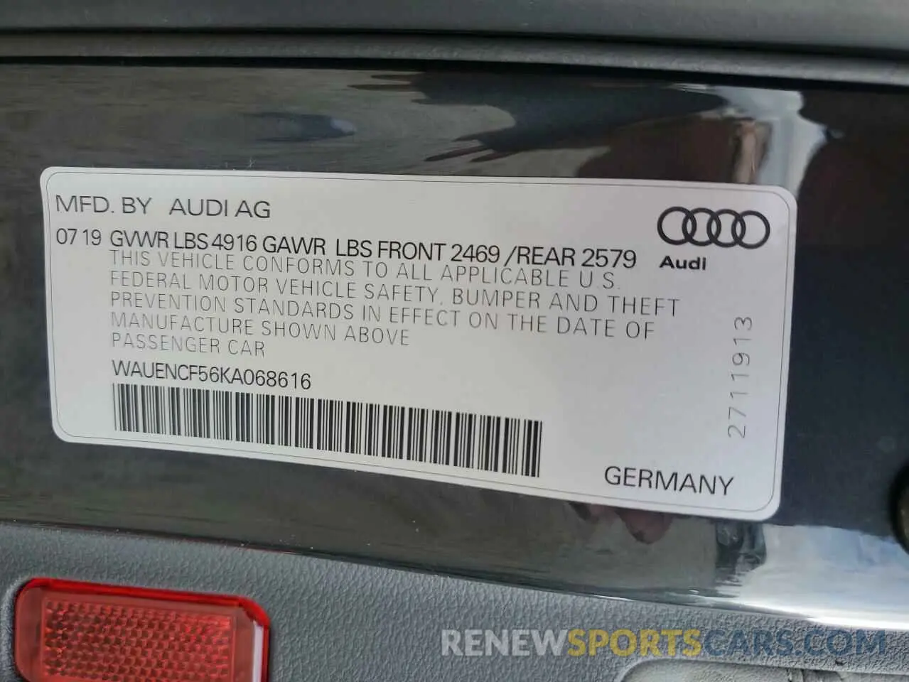 13 fotografías del automóvil dañado WAUENCF56KA068616 AUDI A5 2019