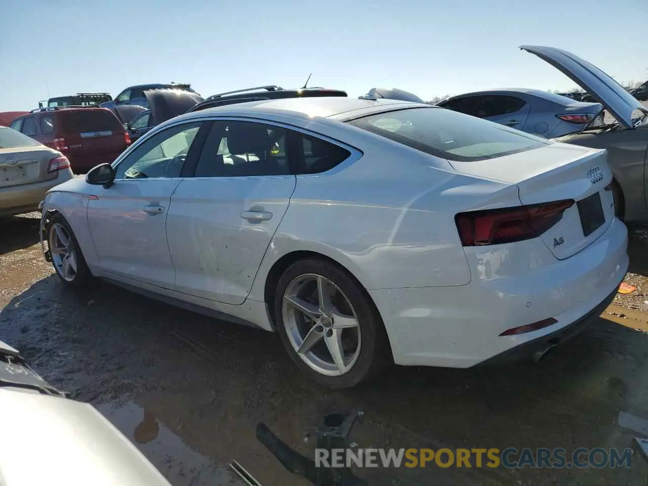 2 fotografías del automóvil dañado WAUENCF56KA077381 AUDI A5 2019